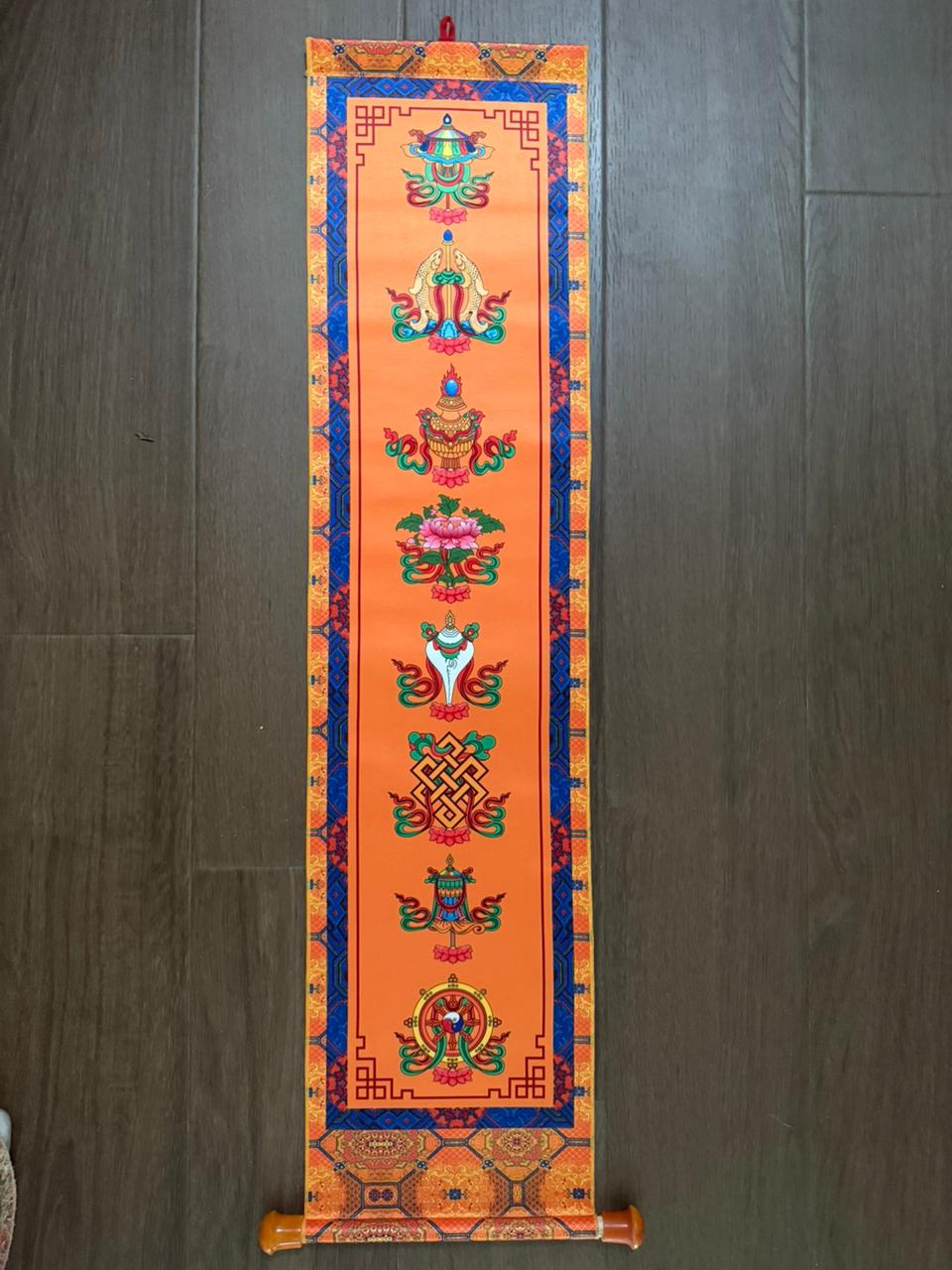 Tranh thangka tám biểu tượng cát tường