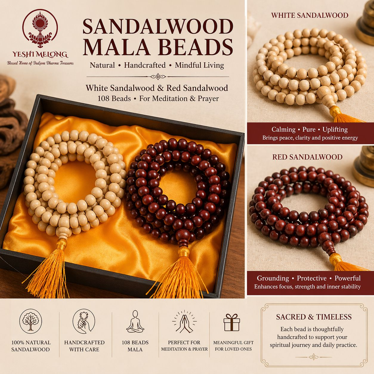 Chuỗi 108 hạt gỗ đàn hương