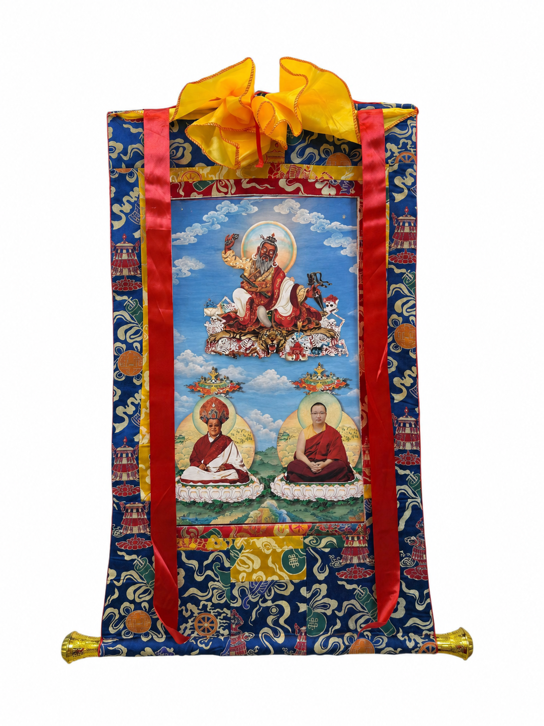 Thangka Ba Tổ Dudjom – Dòng Gia Trì Không Gián Đoạn Của Dudjom Tersar