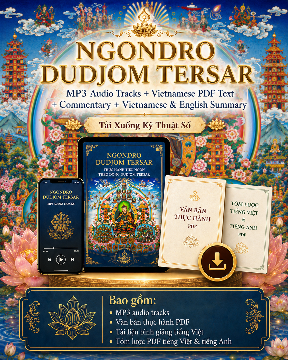 NGONDRO DUDJOM TERSAR – MP3 Tụng Niệm, PDF Văn Bản Thực Hành, Bình Giảng & PDF Tóm Lược | Tải Xuống Kỹ Thuật Số 4 anh chinh
