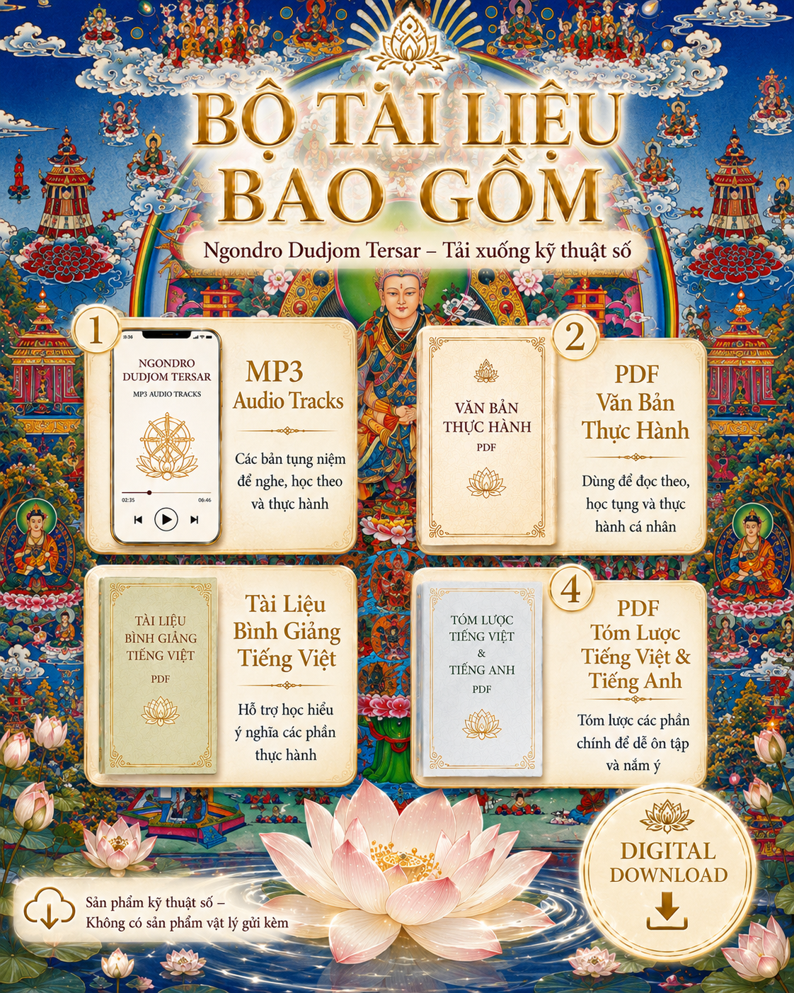 NGONDRO DUDJOM TERSAR – MP3 Tụng Niệm, PDF Văn Bản Thực Hành, Bình Giảng & PDF Tóm Lược | Tải Xuống Kỹ Thuật Số 6 included