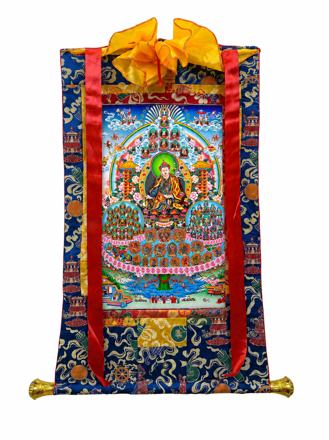 Dudjom Tersar Refuge Tree Thangka – Sacred Nyingma Lineage Field of Merit 6 thangka cay quy y bao binh