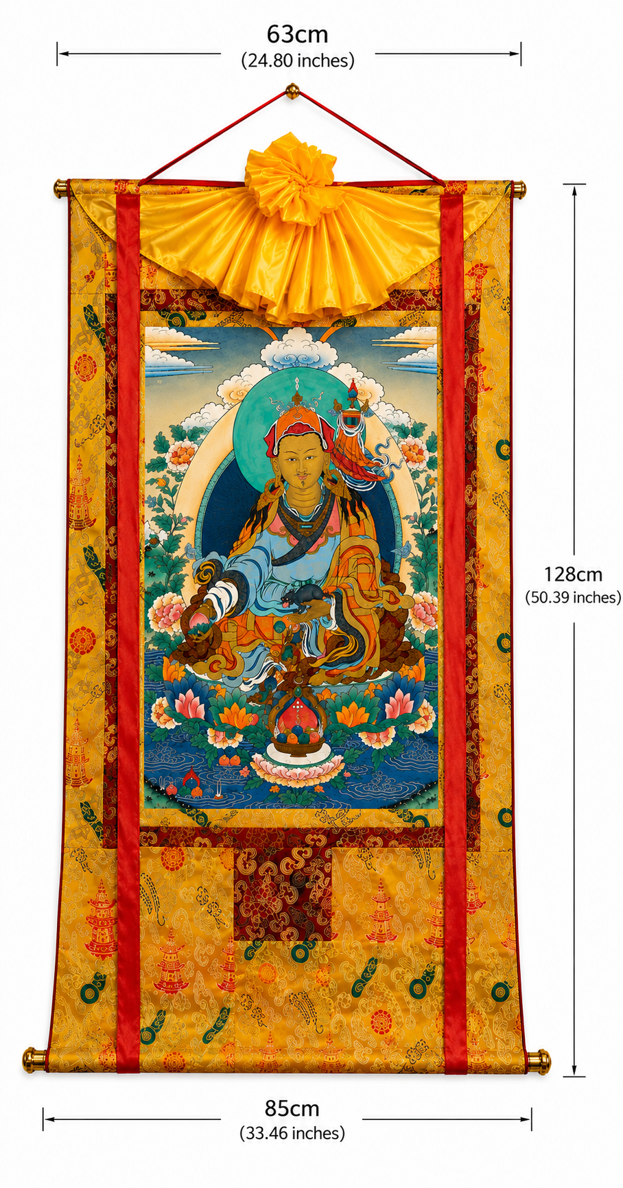 Thangka Guru Orgen Norla Gia Trì | Đạo Sư Liên Hoa Tài Bảo | Tranh Phật Giáo Tây Tạng 5 thanka tai bao 63 85x 128