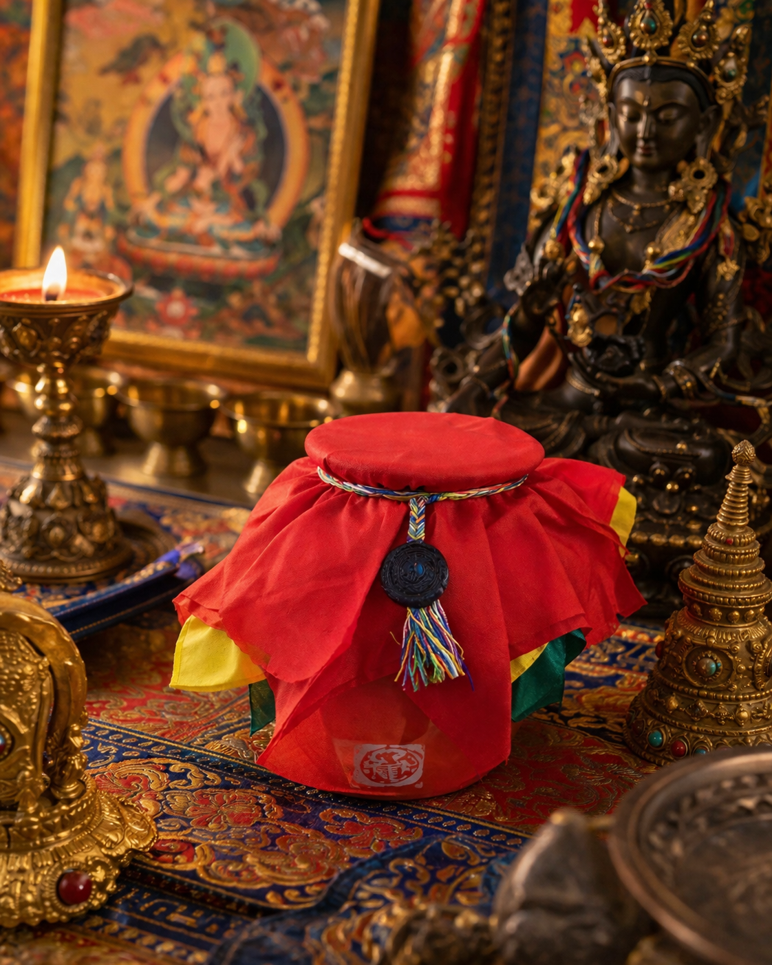 Dzambhala 财富宝瓶(Yangbum),源自锡金 Chorten 寺,由多竹千仁波切亲自加持,助力招财纳福、能量平衡与空间守护。 5 bao binh dodrupchen3