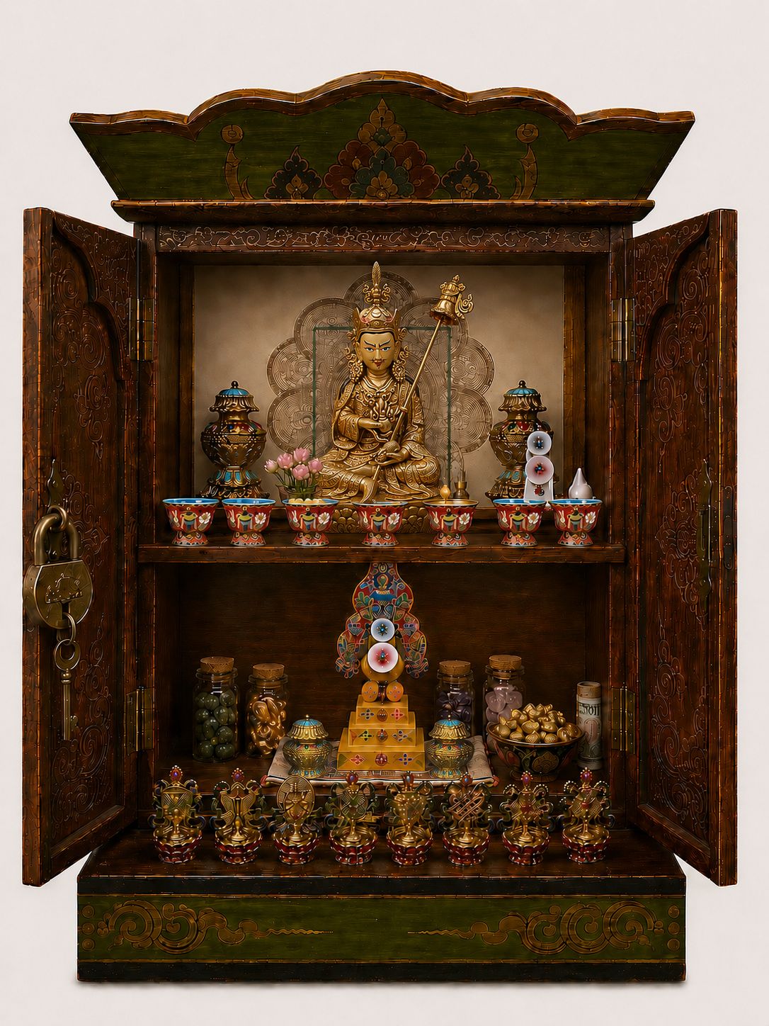 TỦ TÀI BẢO ĐẠO SƯ LIÊN HOA TÀI BẢO (GURU ORGEN NORLA) 4 Tu tai bao tuong nepal dong 22 cm