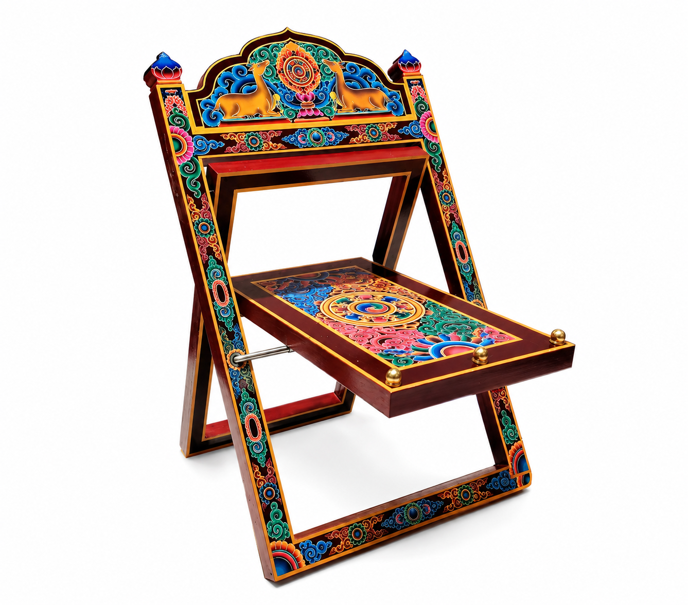 Tibetan Buddhist Scripture Stand, Hand-Painted Wooden Sutra Book Holder, Traditional Dharma Text Reading Stand, Vajrayana Altar Decor 4 anh ke kinh2
